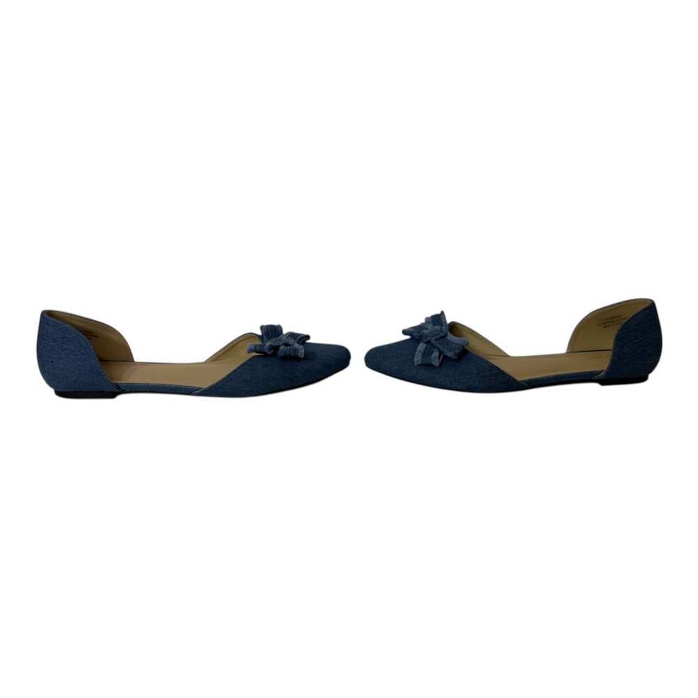 Comfort by Predictions Women's 11W Denim Flat Shoes‎ With Denim Fringe Bow - Picture 3 of 10